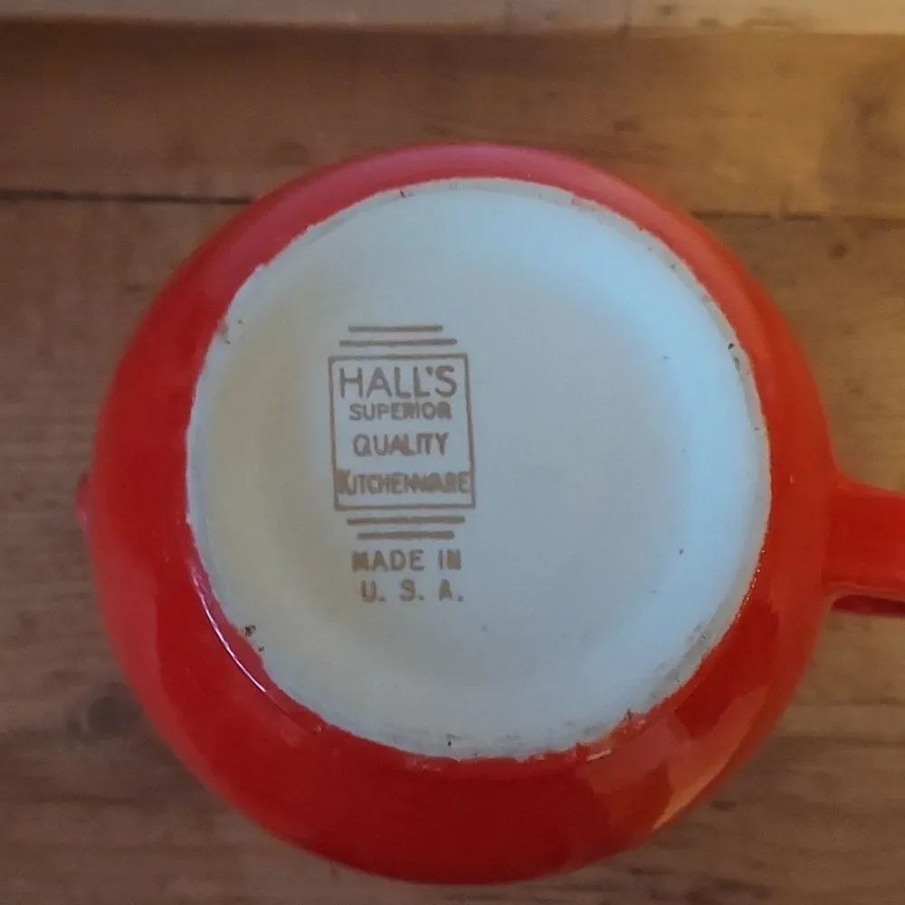Hall China Company Red Pitcher 1 quart Vintage pottery pitcher